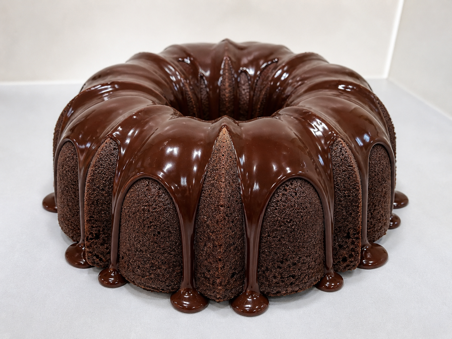 Whole chocolate pound cake with chocolate glaze